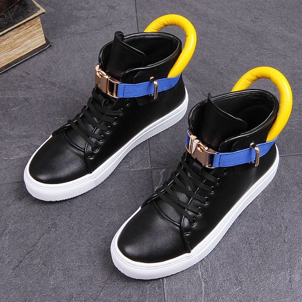

brand boots for men casual shoes 2019 autumn fashion men shoes male high botas hombre hip-hop boots leather botas hombre, Black