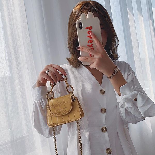 

designer luxury handbags purses women fashion women saddle bag mini chain package 4 color pure color joker shoulder bag and hang bag cow##