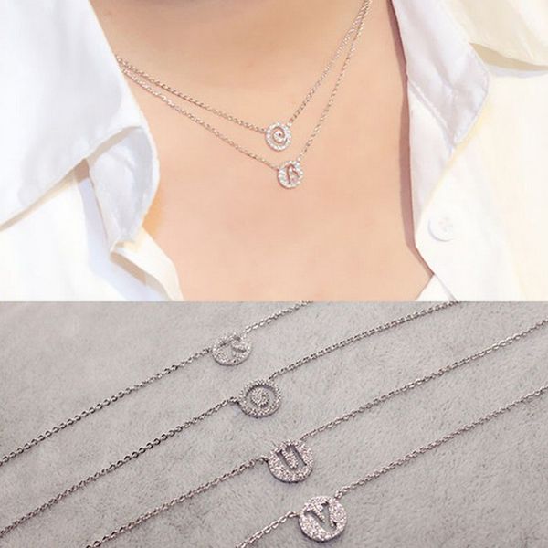 

silver initial a-n letters necklace aaa zircon mirco pave tiny women necklace wedding minimalist bridal party gift