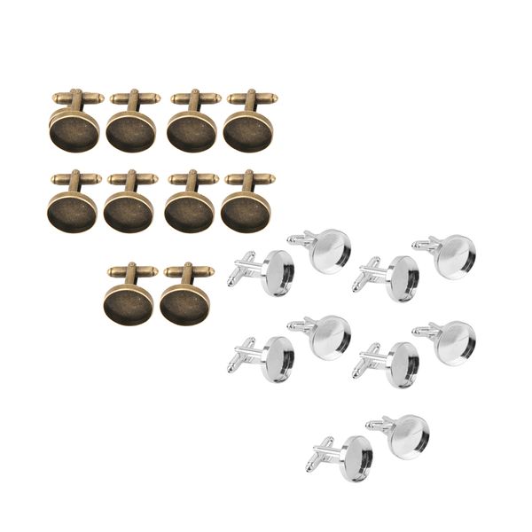 

20 pieces round blank 16mm settings base pad cufflinks findings diy making, Silver