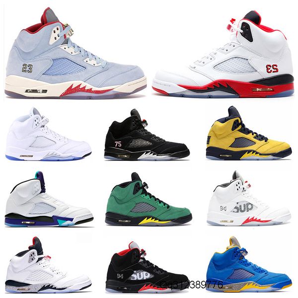 

wholesale designer mens ice blue fire red basketball shoes for women 5 5s olympic metallic gold sup jumpman v paris michigan sport trainers