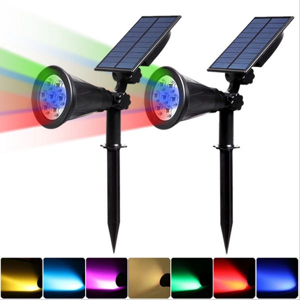 7 LED Solar Powered Light Spotlight À Prova D 'Água IP65 Paisagem Ao Ar Livre Luzes Ponta Controle Inserindo Luz do Jardim de Assoalho