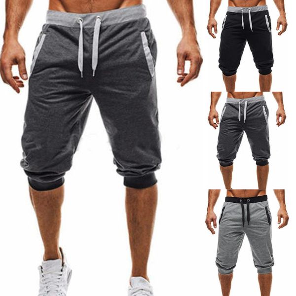 

hirigin мужчина теленка длина брюки cototon смешать серые черные шаровары мужского повседневного hip hop слаксы sweatpants бегуны брюки, Black