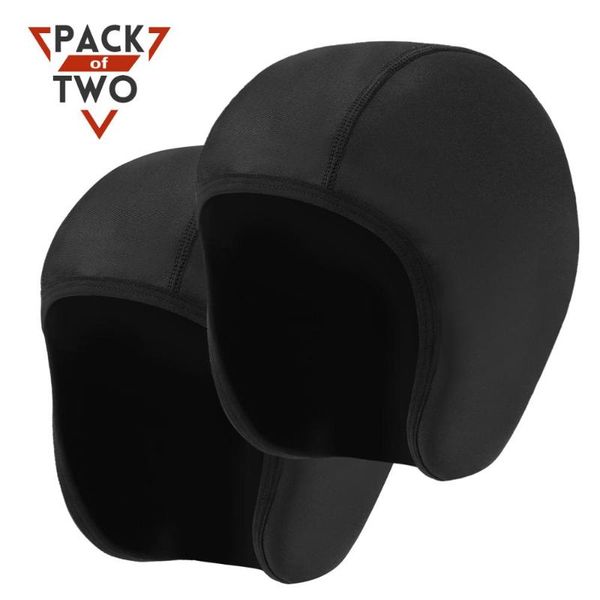 

winter warm hat polar fleece skull cap men women windproof skull beanie helmet liner for cycling running sport breathable caps, Black