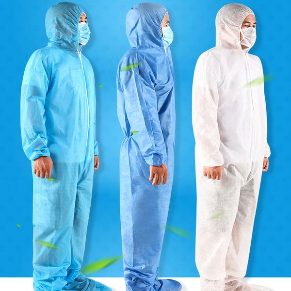 

thick sms protective clothes one piece coverall hazmat suit protection disposable clothing factory lab safety workwear isolation clothes