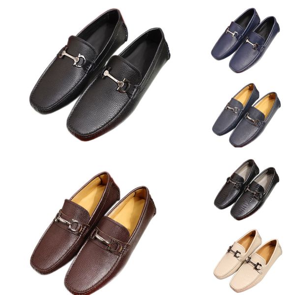 

2020 new fashion mens shoes fifter instagram casual genuine leather loafers slip-on male light driving platform brogue chaussures with box, Black