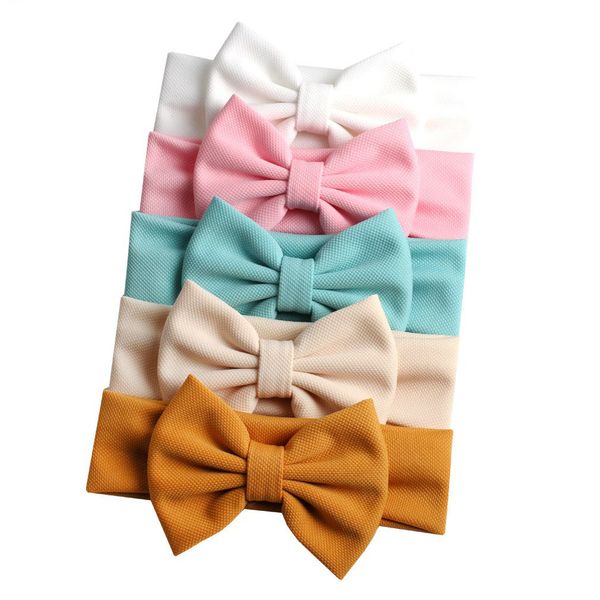 

2019 New 5'' Hair Bow Headband For Girls Chic Solid Spring Hairband Hair Ties For Kids Hair Accessories Headwear, Multi-color