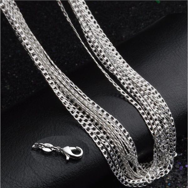 

2mm 925 sterling silver plated sideways chain 16 18 20 22 24 26inch mc15 925 silver plate lobster clasps chains