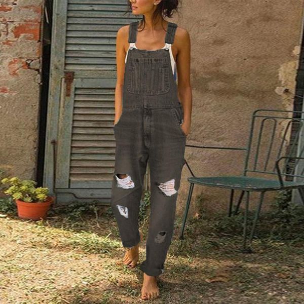 

new women's pants autumn jeans jumpsuit hip hop casual long floral printed jeans with pockets romper fashion slim long bib, Black;white