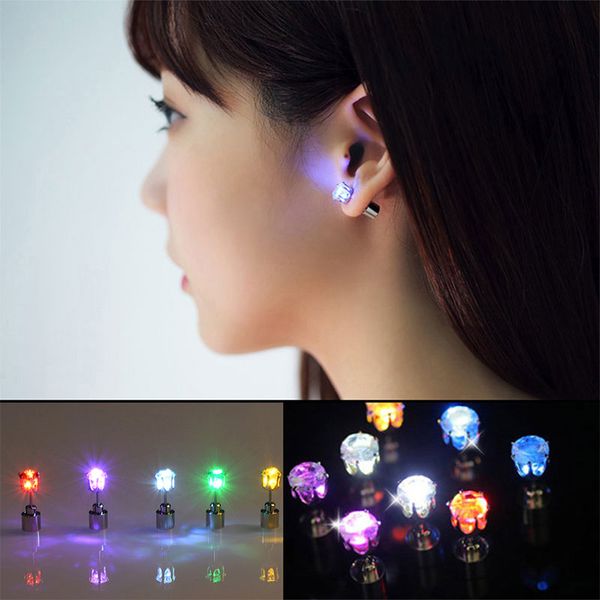 

brelong led earring light up crown glowing crystal stainless ear drop ear stud earring jewelry for dance/xmas/ktv party women girl