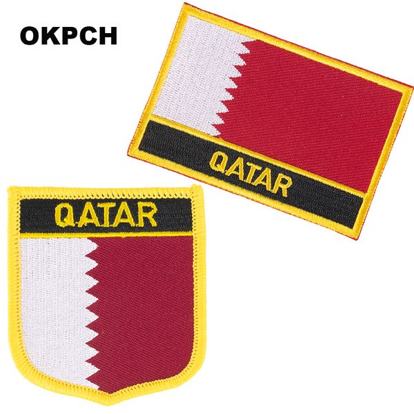 Patch de bandeira do Qatar 2 pcs um conjunto de remendos para roupas DIY decoração PT0091-2