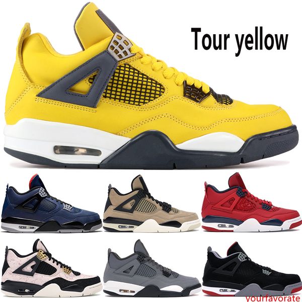 

tour yellow 4 4s jumpman mens basketball shoes bred fiba silt red splatter winter tatoo green grow black cat men trainers us 7-13