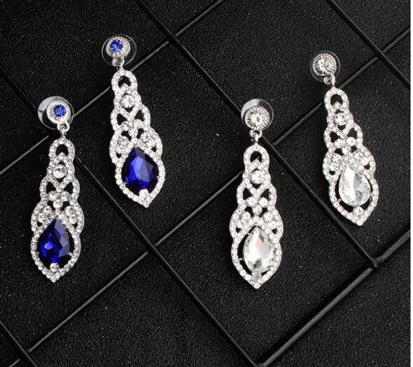 

2020 Sexy Royal Blue Щепка Стразы Свадебные серьги для невесты ювелирные изделия конструк