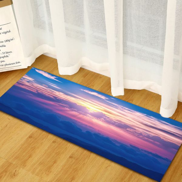 

landscape print modern long carpet kitchen entrance doormat rectangle anti-slip area rug bathroom washed home outdoor corridor