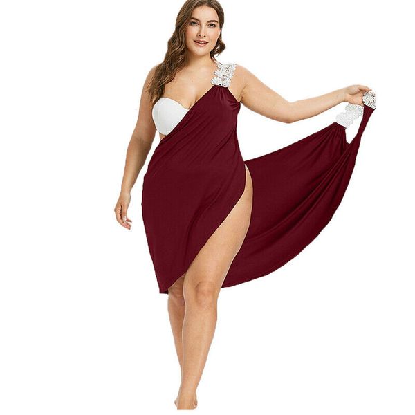 

new women's lace stitching solid color beach shawl fashion a variety of wearing cover-ups bikini blouse