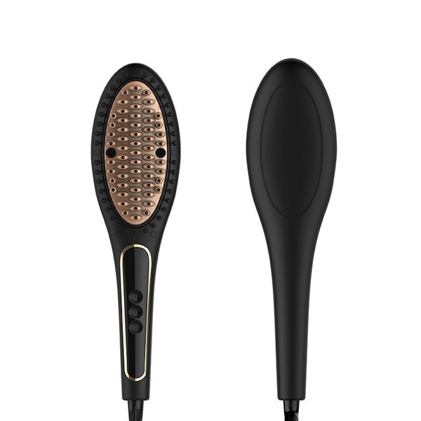 

professional hair straightener brush anion fast heated electric hair brush straightener comb straightening iron, Black