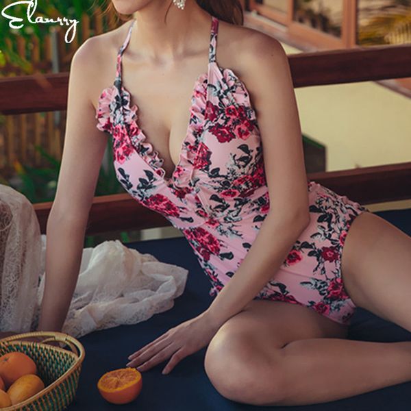 

2019 new one piece купальники sexy цветочные printed купальники женщины купальники пляж backless monokini урожай купальник женский, White;black