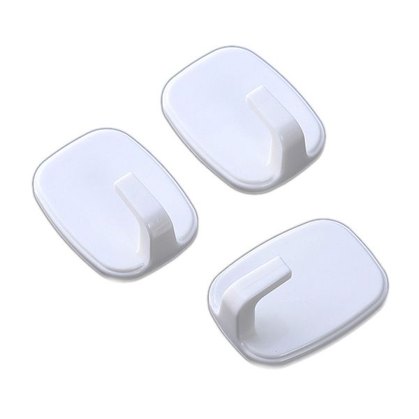 

3pcs self adhesive easy use practical no drilling door hook simple abs lightweight wall mount bathroom kitchen rectangle