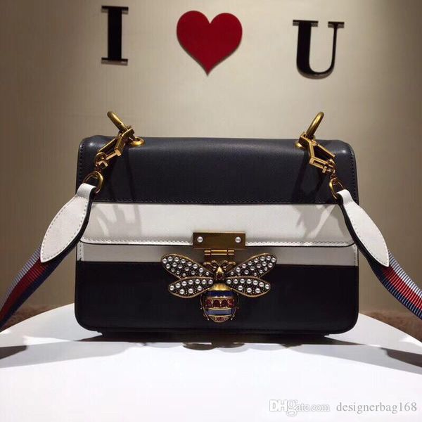 

color splicing little bee bags fashion bolsa crossbody bag real leather designer handbag shoulder messenger bag new sac bag
