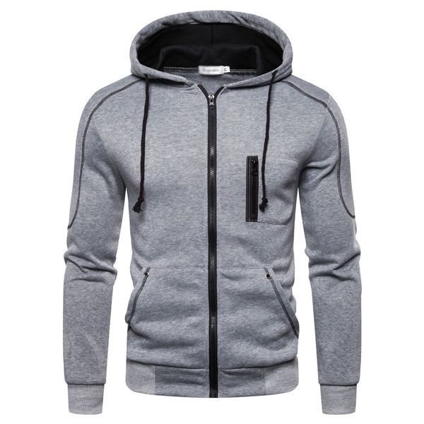 

men's hoodie male sweatshirts winter drawstring coat fashion v neck sweater plus size fitness, Black