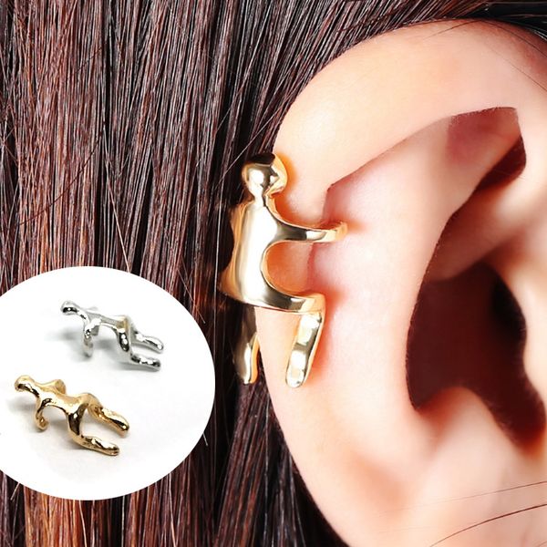 

silver gold earrings ear clip climbing man naked climber ear cuff helix clip cartilage earrings jewelry wholesale for women