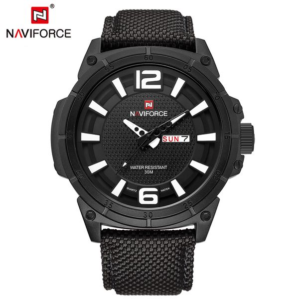 

naviforce brand fashion men quartz watches sports waterproof wristwatches nylon strap calendar analog clock relogio, Slivery;brown