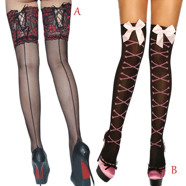 

мода sexy чулки chaussettes верхних женщин белье чистой бедро чулки белье подвязка chaussette haute femme, Black;white