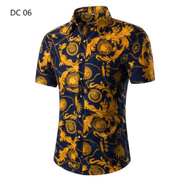 

floral printed designer mens shirts lapel neck short sleeve mens casual shirts summer skinny fashion male shirts, White;black