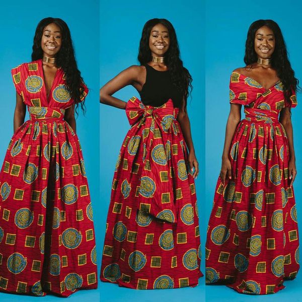 

long dress 2019 fashion african dresses for women traditional dashiki print bazin lace party casual bohemia maxi african clothes, Red