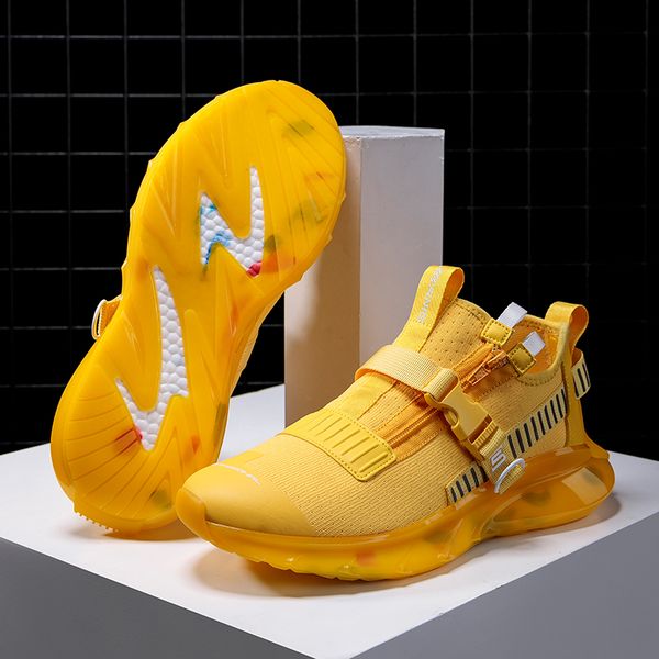 

39-46 men sport shoes yellow breathable sneakers mesh walking running shoes for men male training calzado casual de hombre