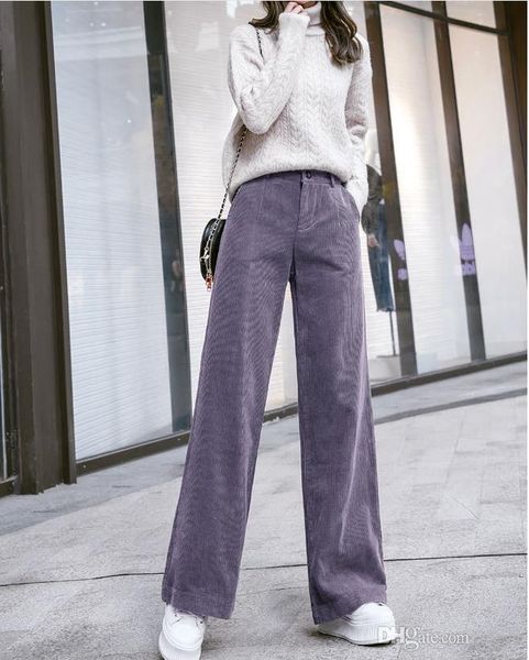 

вельвет широких ног брюки женщины осень / зима 2019 новых прямая канистры трусики rongchang брюки объект высоких талии чувство случайных шта, Black;white