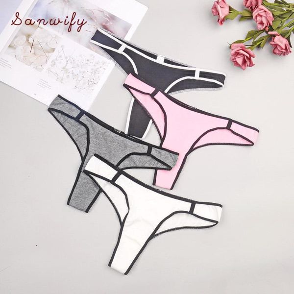 

yoga outfits cotton low waist t-shaped underwear women's simple sports student pants, White;red