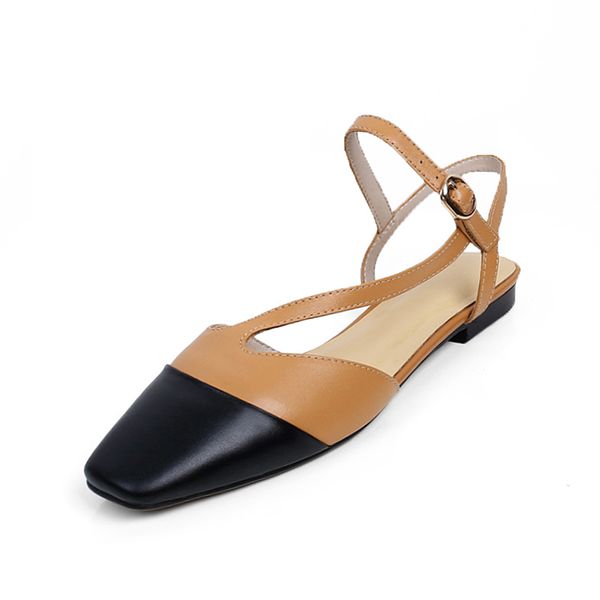 

2020 genuine leather summer factory price classic popular nude flat sandals womens sandals, Black
