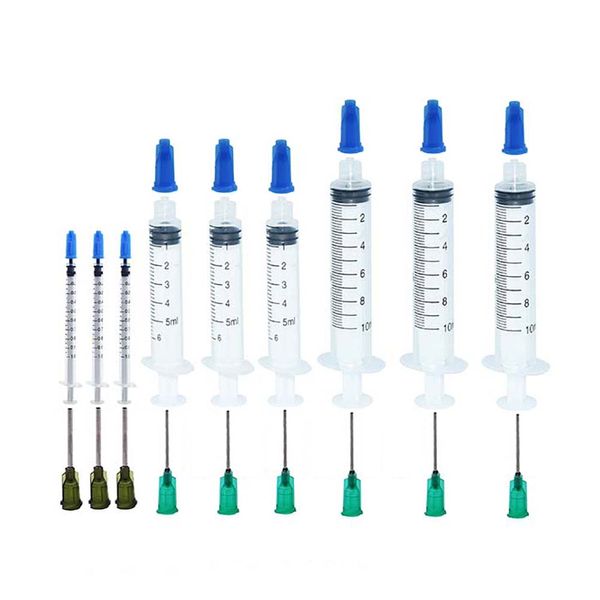 Siringhe da 1 ml, 3 ml, 10 ml 14G e 18G Aghi e cappucci con punta smussata Confezione da 9