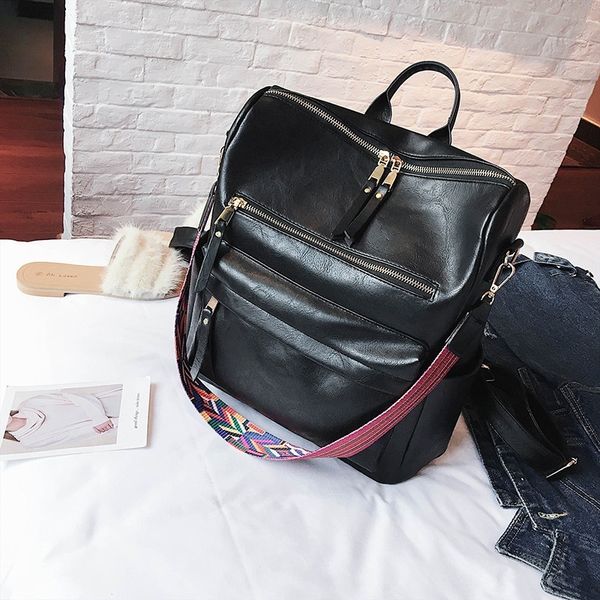 

women's bag new retro backpack academic casual bag large soft leather backpack