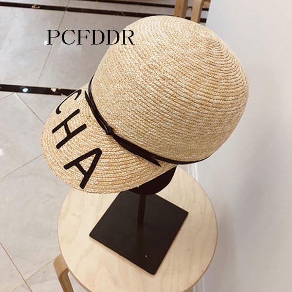 

pcfddr new spring and summer baseball cap with little fragrance alphabet barley straw female straw hat, Blue;gray