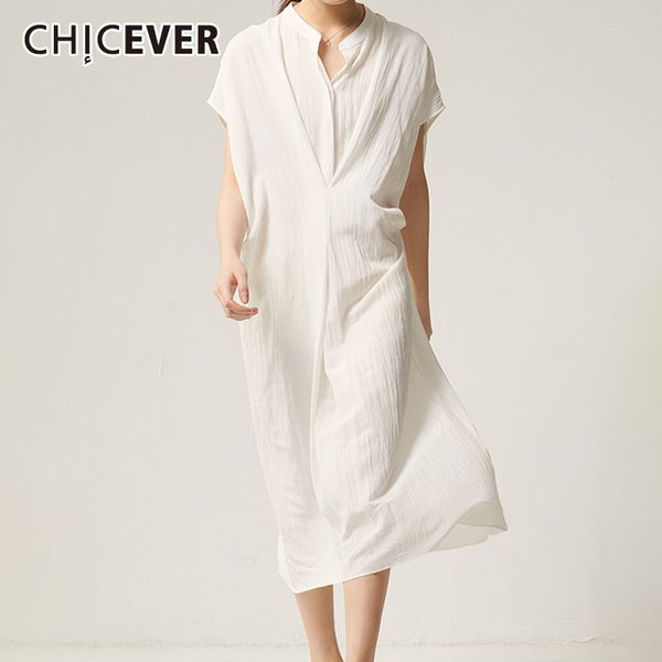 

chicever korean patchwork pocket women's dress o neck short sleeve oversize loose midi dresses female 2020 fashion clothes new, Black;gray