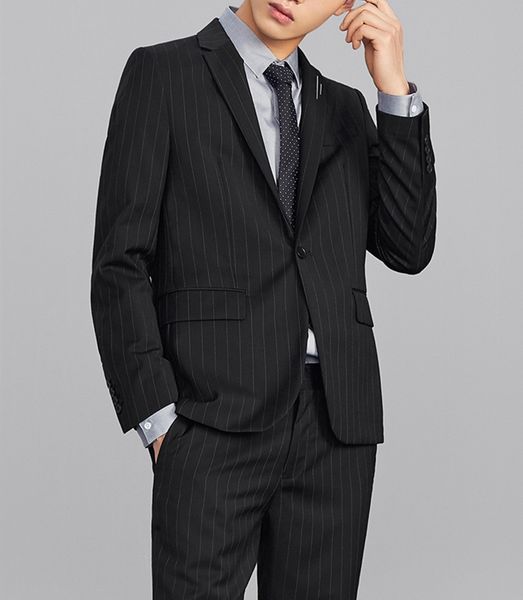 

summer men blazer suits handsome stripe young boys one button groom wear for wedding beach leisure men suit, Black;gray