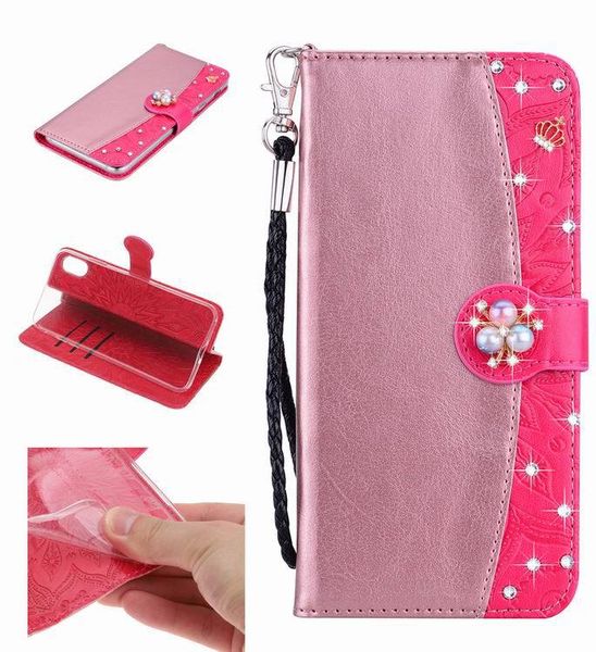 

for iphone x xs max xr 7 8 s9plus iphone6/6s huawei p20lite leather case luxury point drill woven rope tpu phone case
