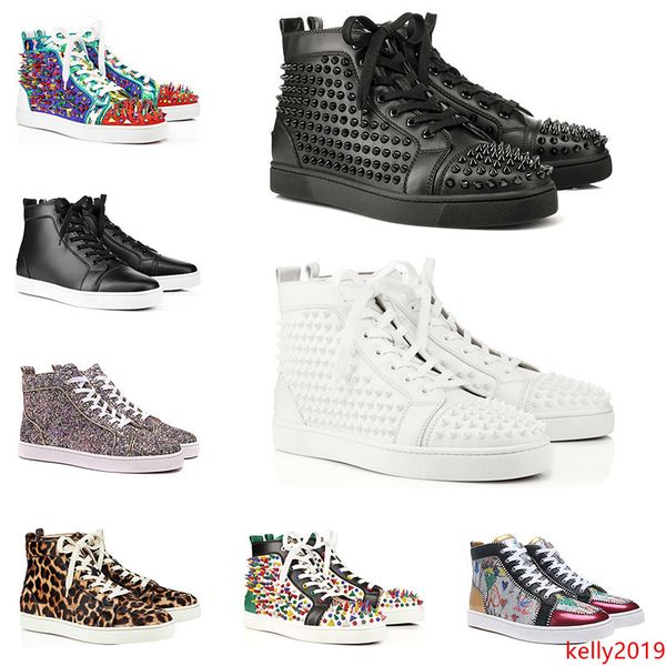 

с ]2019 горячая дизайнерская мода s обувь шипованные шипы плоские кроссовки для мужчин женщин кожаные повседневные заклепки кроссовки