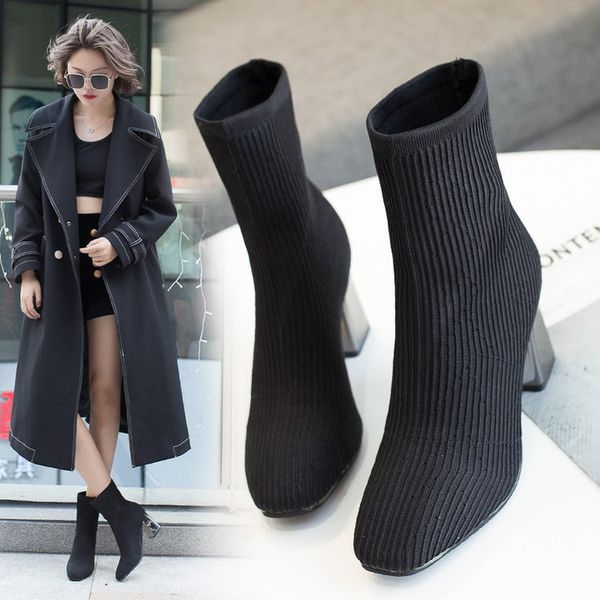 

autumn winter women boots zip high heels boots fashion pointed toe ankle high heels botas mujer rivet drop shipping 6, Black