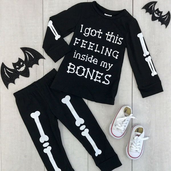 

2-7t halloween toddler kid baby boys girls clothes set long sleeve t-shirt pants legging fashion cotton outfit, White