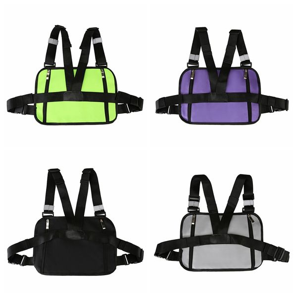 

men women fashion chest rig bag reflective vest streetwear functional pack front waist pouch backpack harness chest bags
