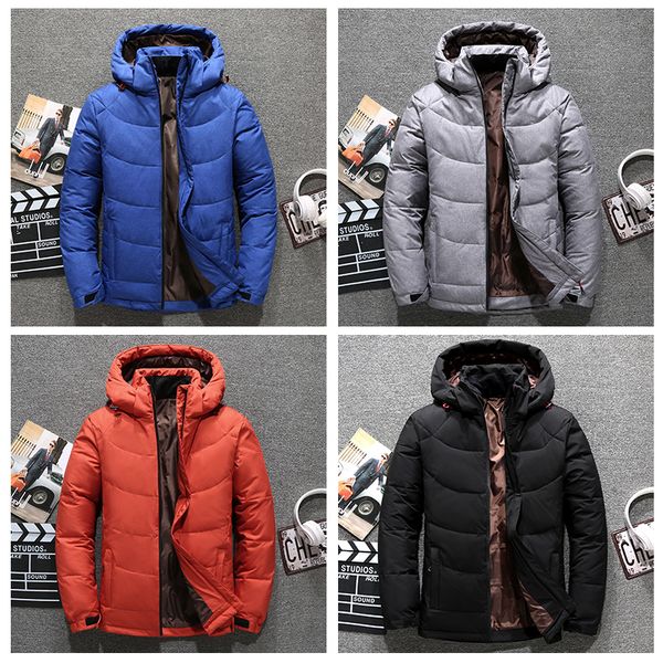

2019 new men winter duck down male parkas jacket coats solid hooded casual outwear jaqueta masculina winter down coat, Black