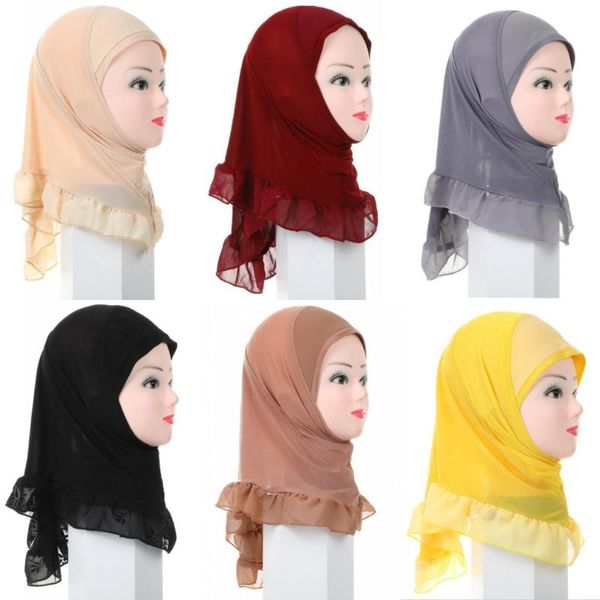 

muslim kids girls hijab amira islamic scarf one piece turban hat underscarf instant ready to wear head wrap shawl ramadan arab, Red