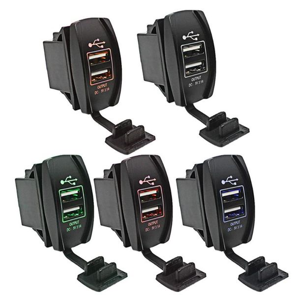 

universal waterproof motorcycle car dual usb port charger socket plug usb car cargador movil coche cigarette light