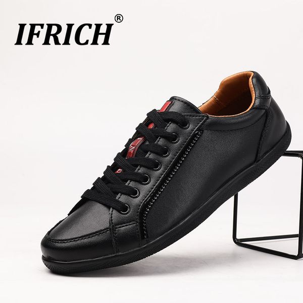

spring autumn leather casual men sneakers fashion casual shoes for rubber sole youth walking shoes black designer sneakers