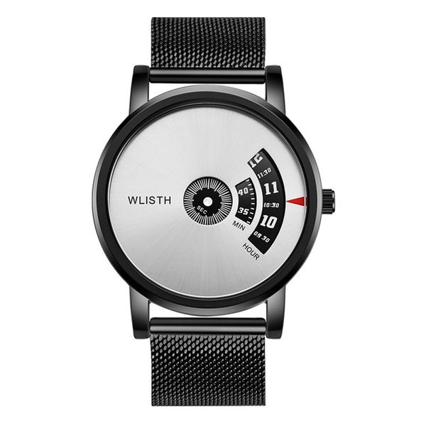 

mens designer black quartz digital watches for fashion men 30m waterproof creative rotating dial wristwatches s956, Slivery;brown