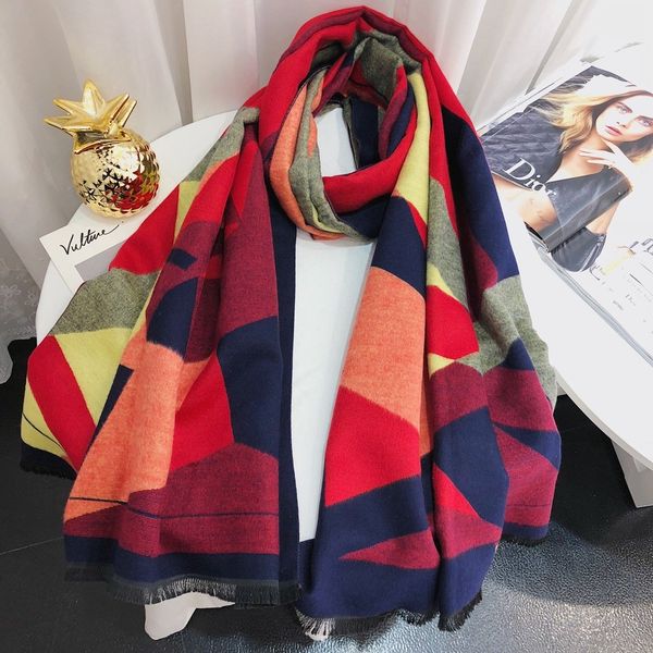 

new style geometric pattern cashmere scarf shawl ladies fashion versatile scarf 180*70cm, Blue;gray