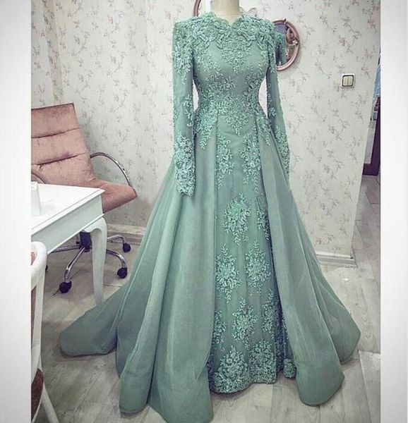 

prom evening ball gown long sleeves dresses arabic green plus size dress, Black